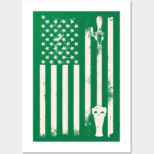 St Patricks Day Irish Draft Beer American Flag Posters and Art